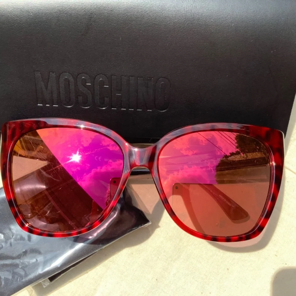 MOSCHINO Cat Eye Sunglasses Multilay 55mm Redleopard/Orange